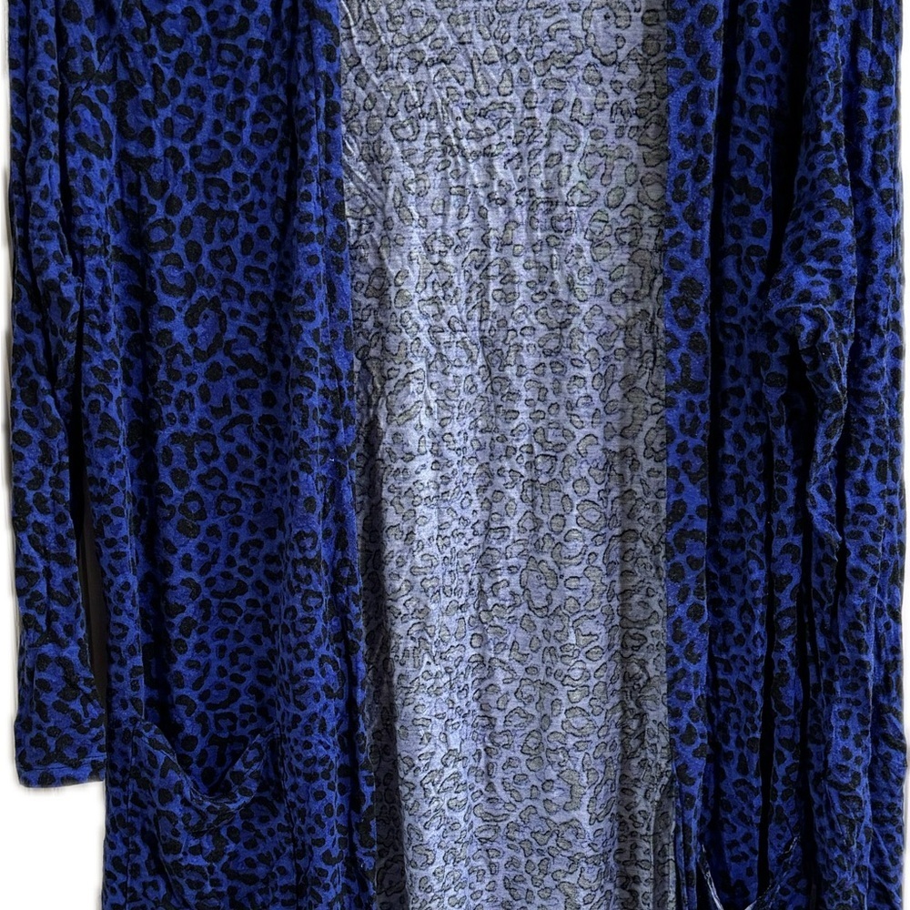 Blue and Gray Leopard Print Women's Kimono
